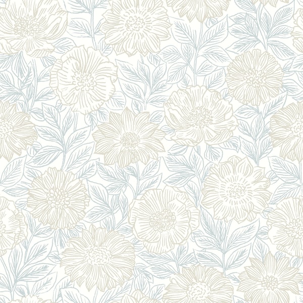 Manhattan Comfort Grasse Faustin Neutral Floral 33 ft L X 205 in W Wallpaper BR4072-70045 - main